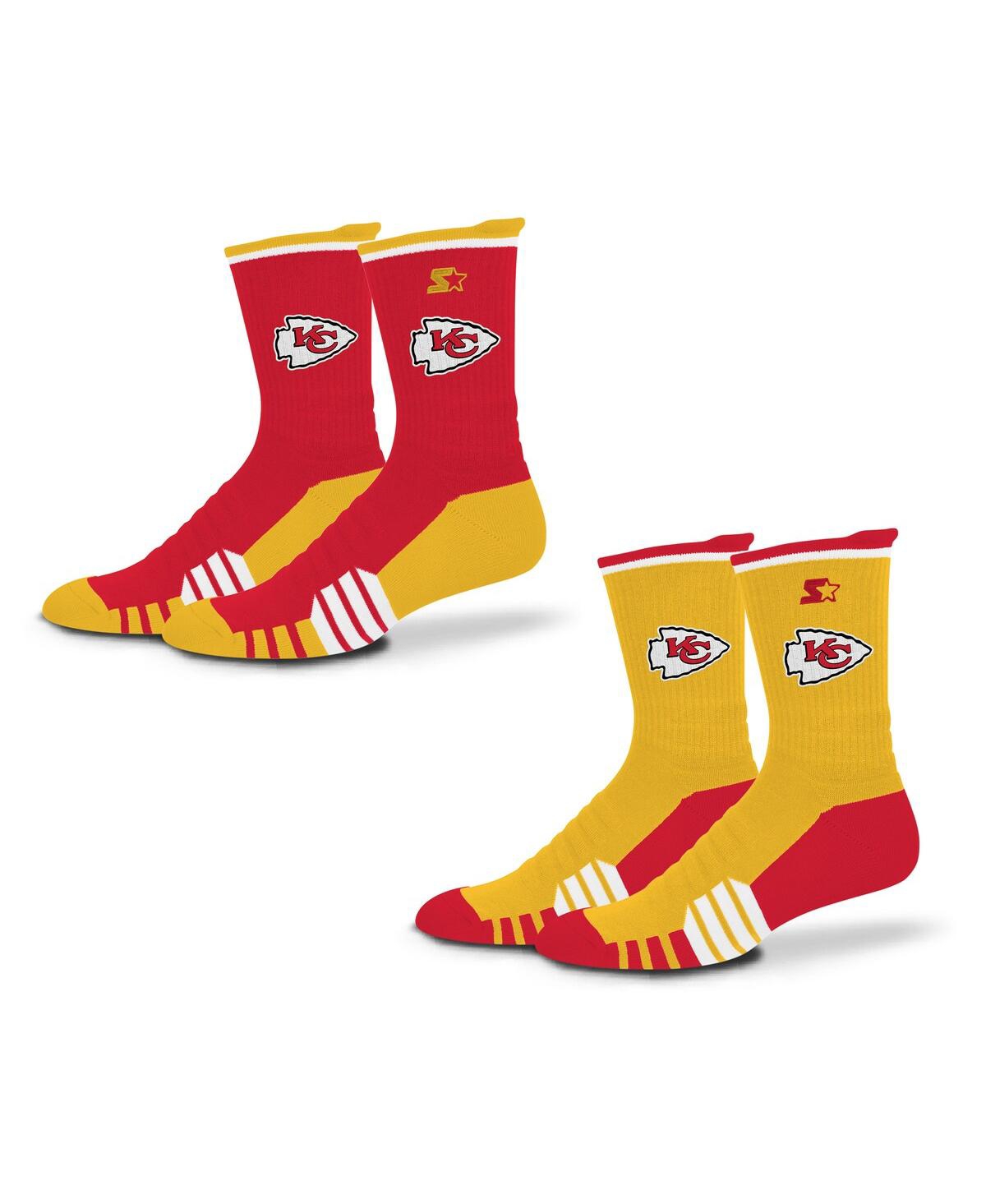Starter Men's And Women's 2-pack Red/gold Kansas City Chiefs Breakaway Crew Sock In Multi