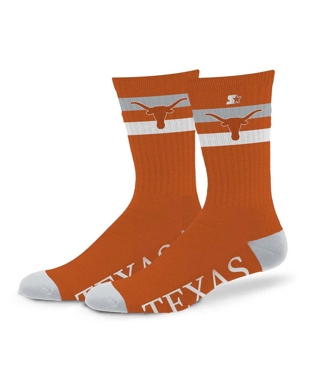 Starter Men's And Women's Texas Longhorns Team Color Two-stripe Crew Socks In Brown