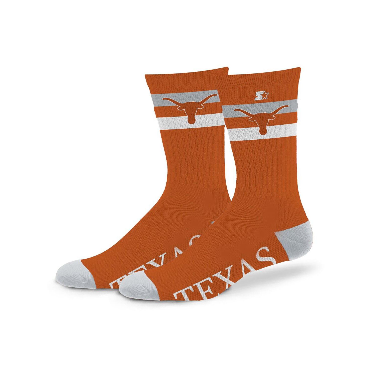 Men's and Women's Texas Longhorns Team Color Two-Stripe Crew Socks