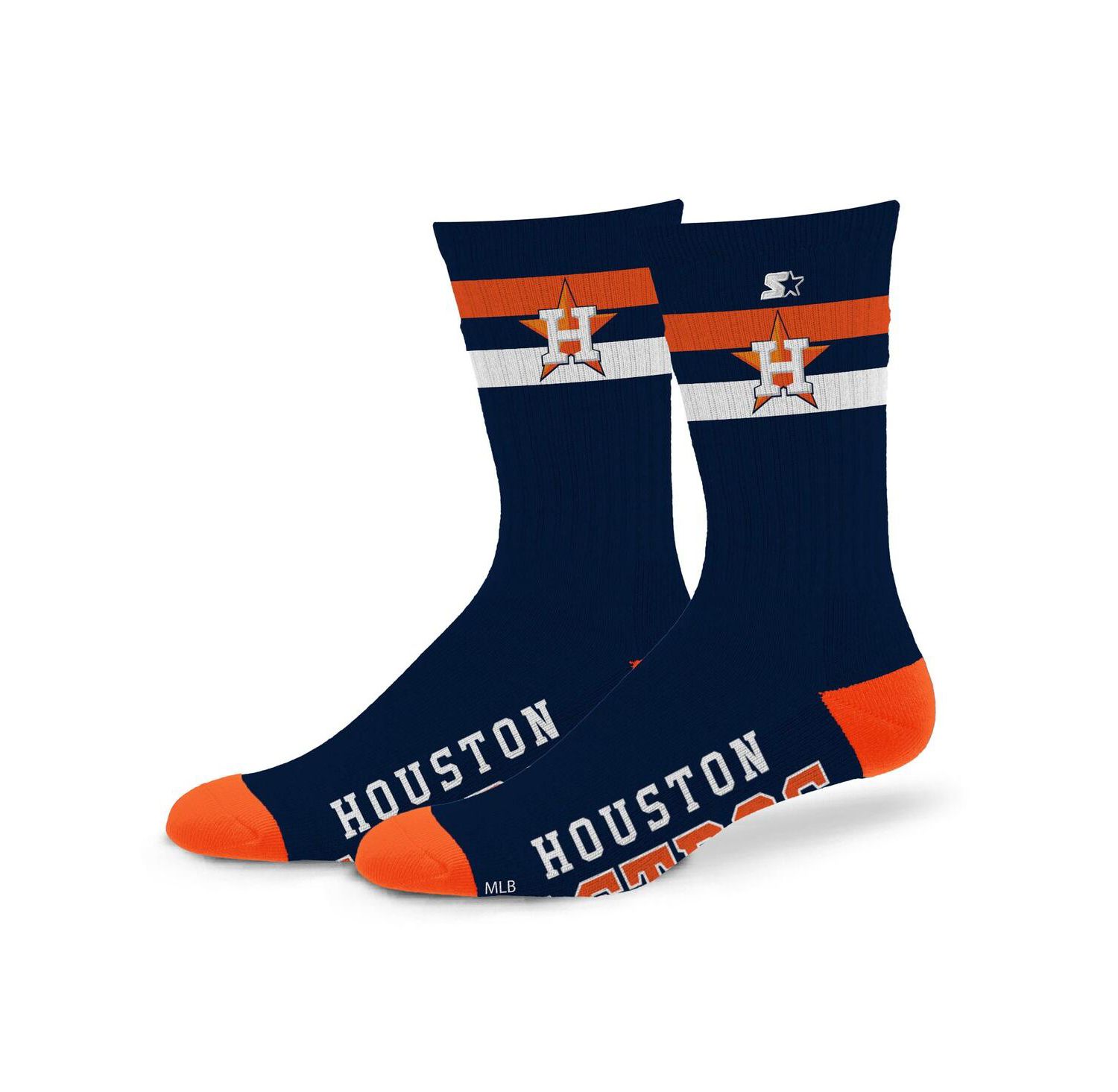 Men's and Women's Houston Astros Team Color Two-Stripe Crew Socks