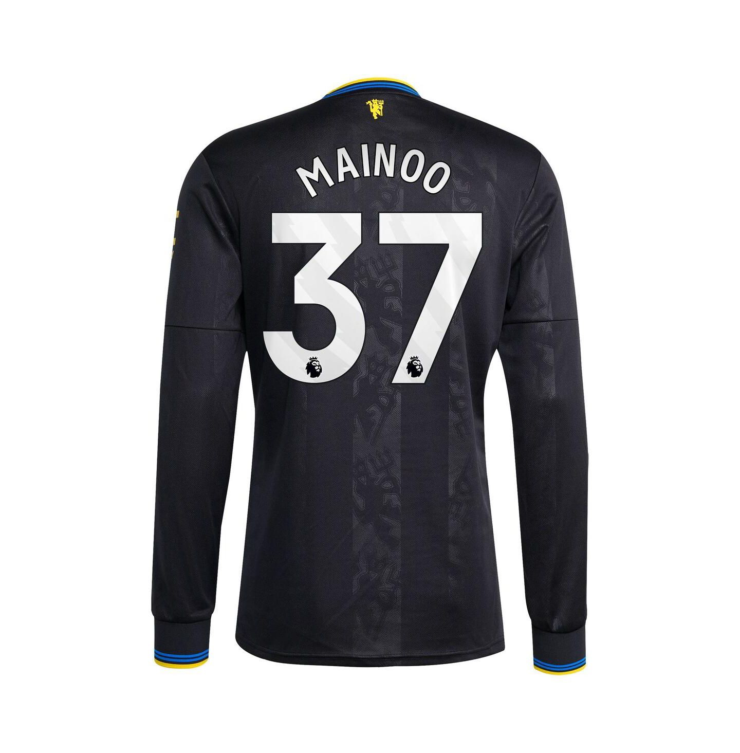 Мужской топ adidas Kobbie Mainoo Black Manchester United 2025/26 Third Replica Long Sleeve Player Jersey — фото 2