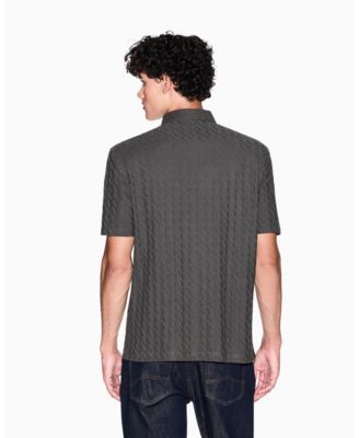 Men's Short Sleeve Mercerized Cotton Jacquard Polo Shirt