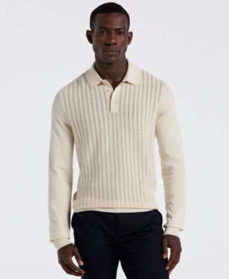 Men's Textured Front Polo Sweater