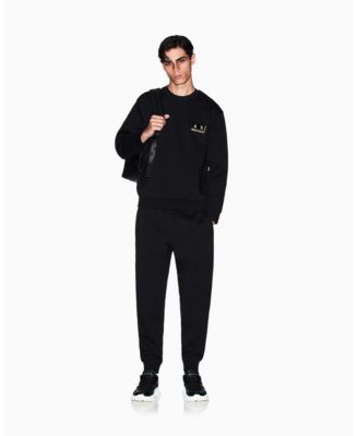 Men's Gold Logo Center Chest Graphic Crewneck Sweatshirt