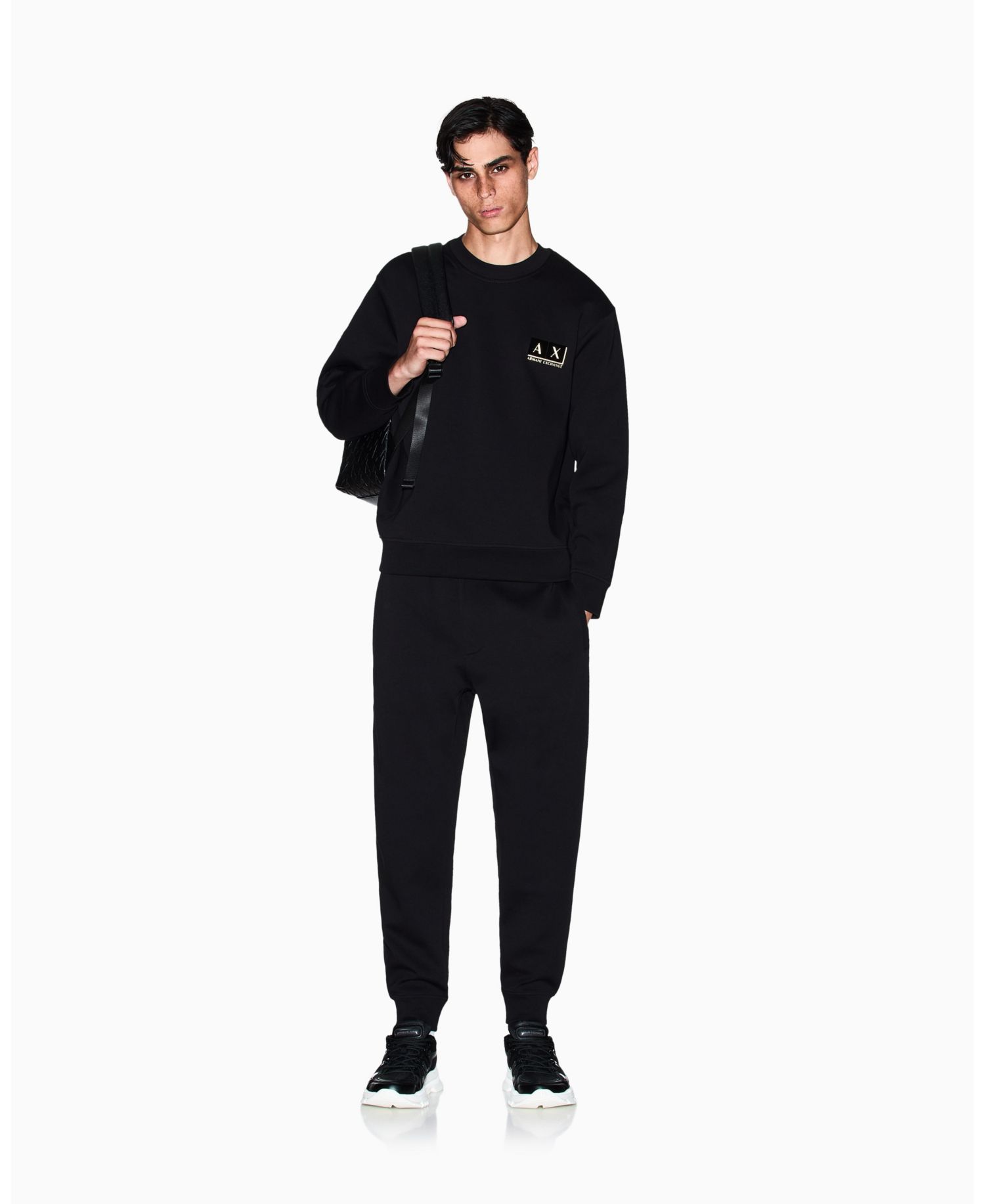 Men's Gold Logo Center Chest Graphic Crewneck Sweatshirt