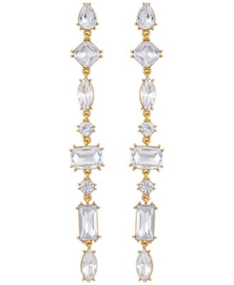 GUESS - Epoxy Glass Stone Silver and Gold-Tone Drop Earrings