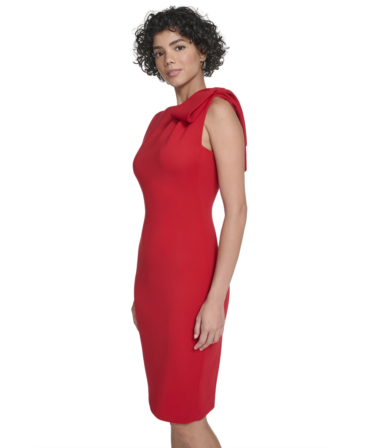 Calvin Klein Women's Bow-Trim Shoulder Sheath Dress