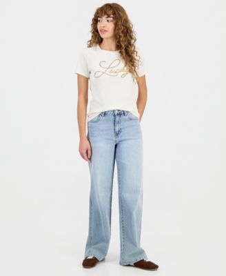 Women's Beaded Lucky Script Classic Crew Neck T-Shirt