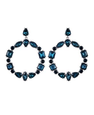 GUESS - Epoxy Glass Stone Silver and Gold-Tone Door Knocker Earrings