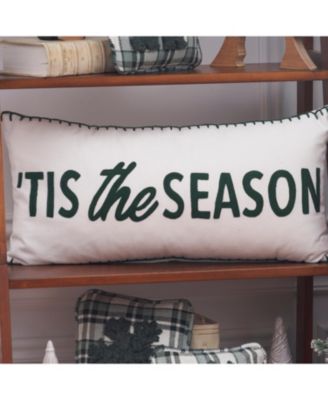"Tis The Season" Cotton Blend Christmas Accent Pillow 12" x 24"