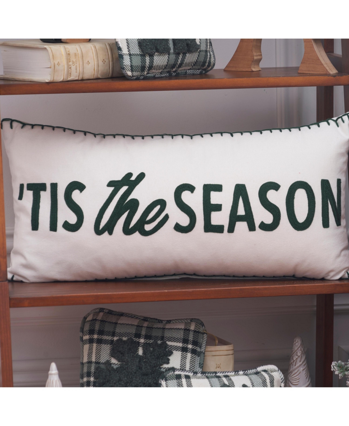 "Tis The Season" Cotton Blend Christmas Accent Pillow 12" x 24"