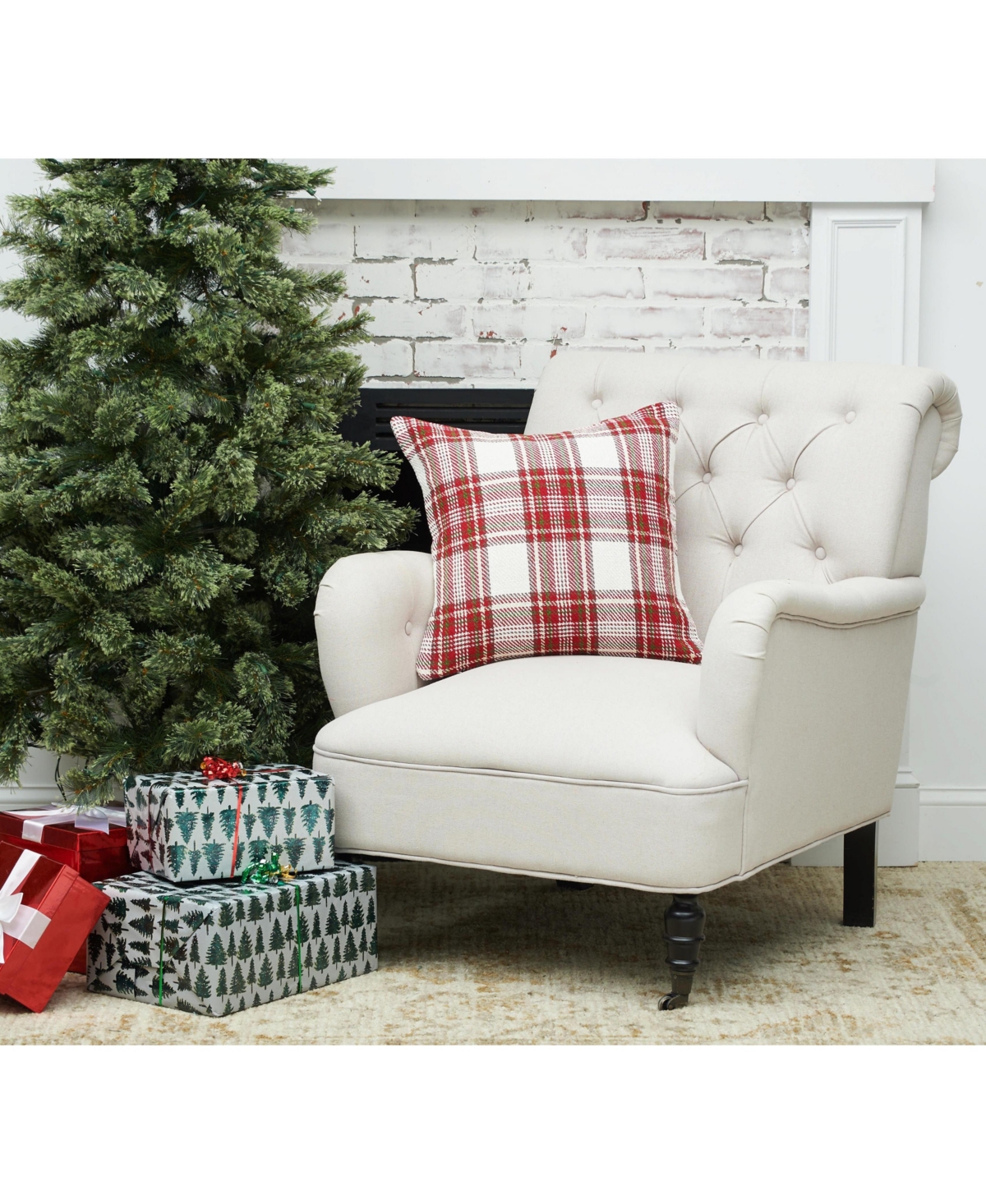 C&F Home Gracelyn Plaid Christmas 100% Cotton Accent Throw Pillow 18" x 18"