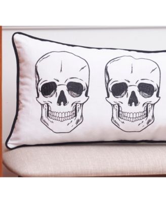Triple Skully Skeletons Mini Cotton Blend Halloween Accent Pillow 12" x 24"
