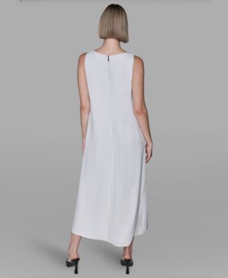 Women's Bow Detail Sleeveless Overlay Midi Dress