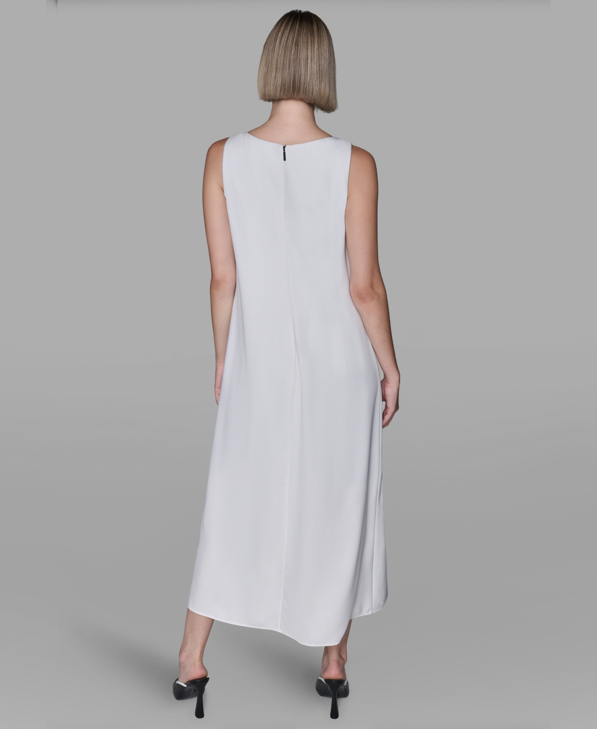 Karl Lagerfeld Women's Bow Detail Sleeveless Overlay Midi Dress In White