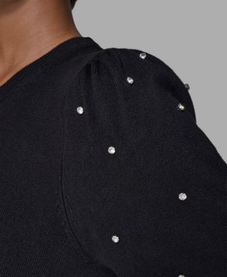 Women's Embellished Crew Neck Sweater Dress