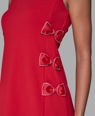 Women's Bow Detail Crew Neck Sheath Dress
