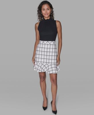 Women's Mock Neck Flounce Hem A-Line Dress