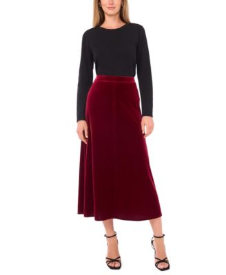 Women's Velvet A-Line Maxi Skirt