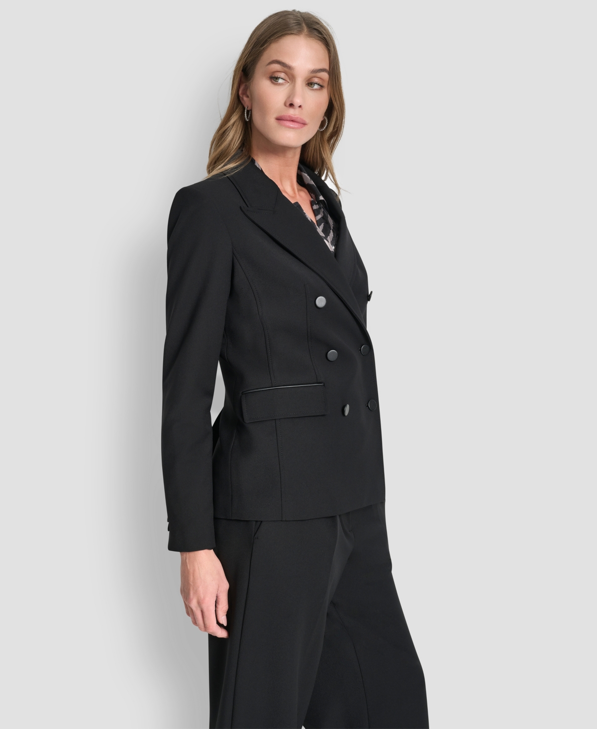 Dkny Women's Double Breasted Long Sleeves Blazer