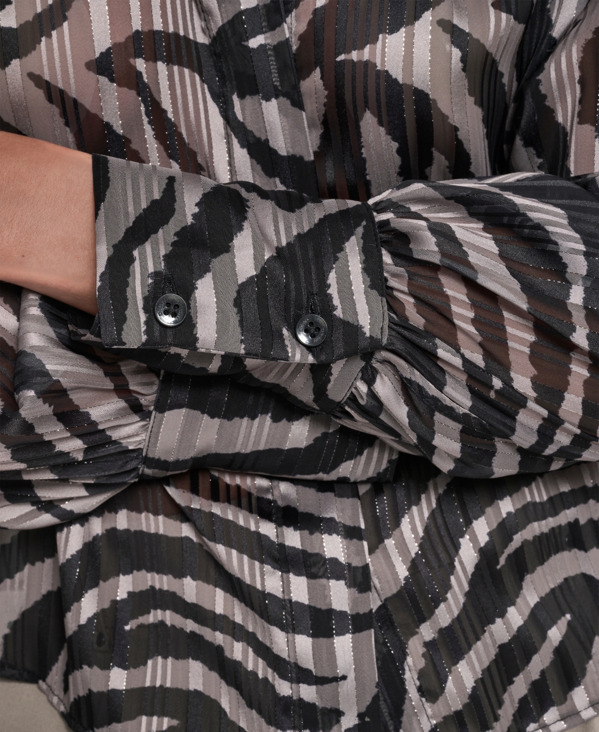 Dkny Women's Long Sleeve Collared Blouse