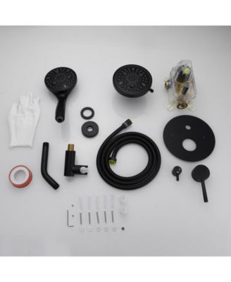 Single-Handle 1-Spray Round Rain Shower Faucet Set with Rain Shower Head & Hand Shower  (Valve Included)