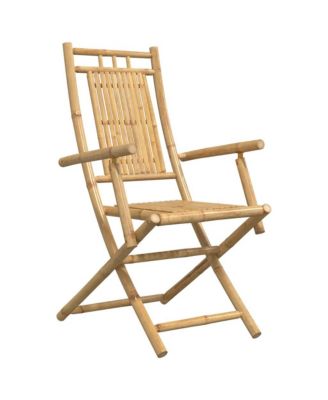 Garden Chair Set of 2 Natural Bamboo Bamboo Medium Foldable