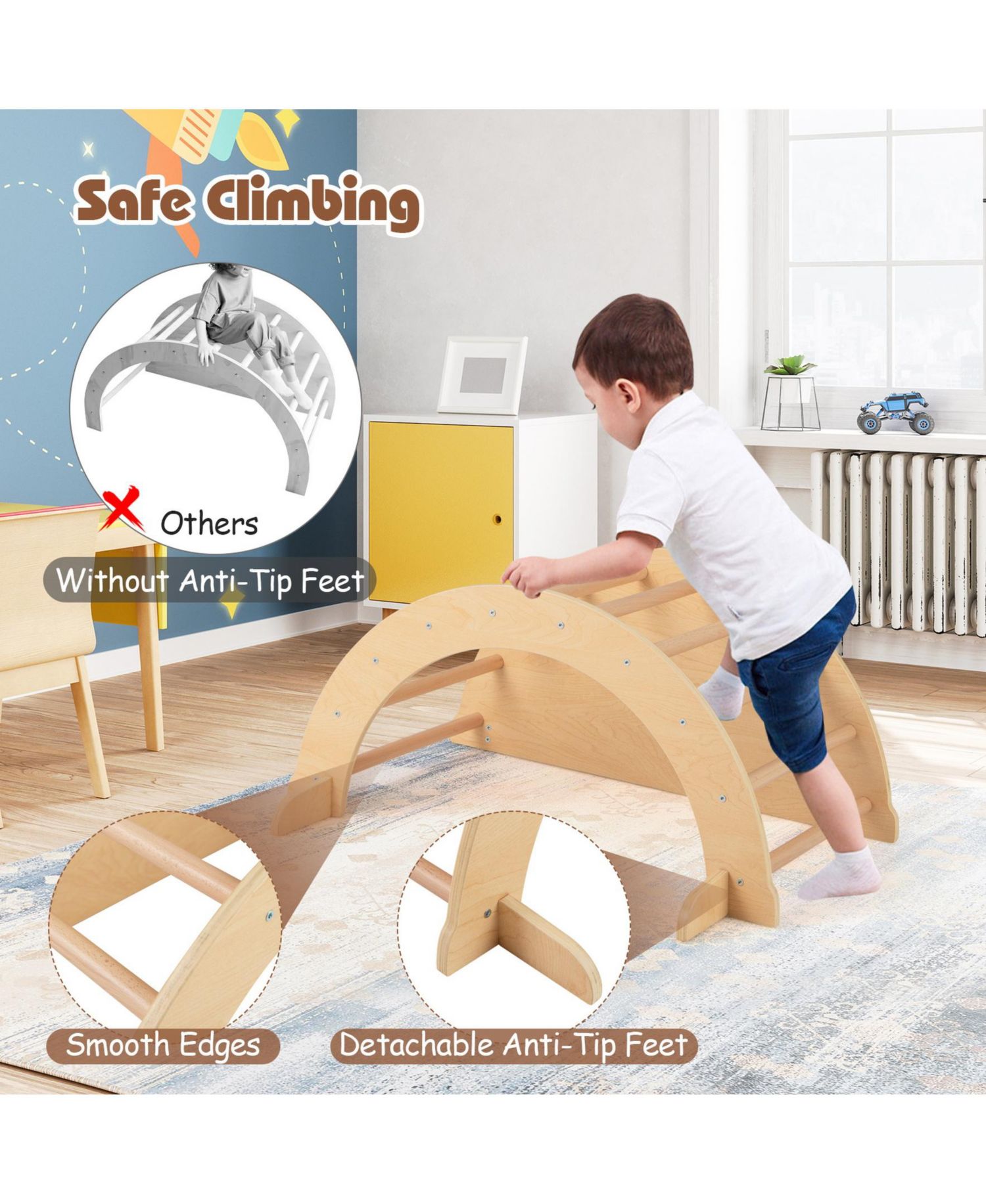 Baby 6-in-1 Montessori Climbing Arch with Cushion