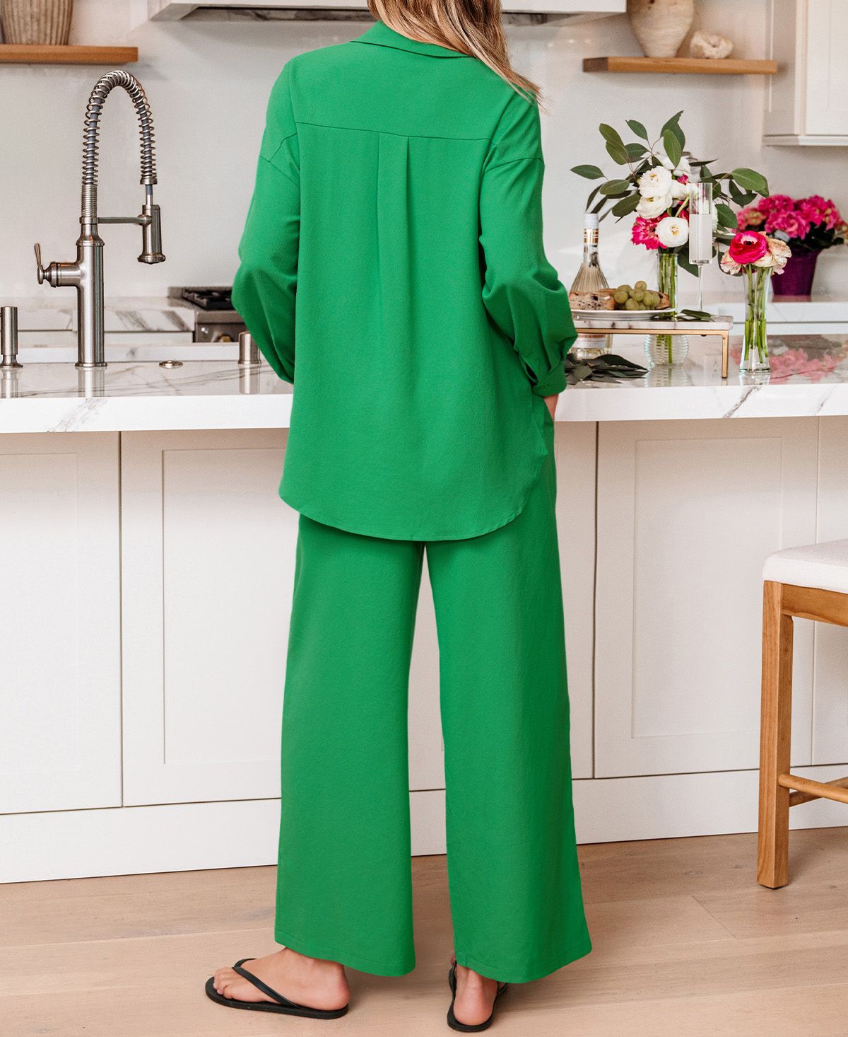 Cupshe Women's Solid Button Down Matching Set