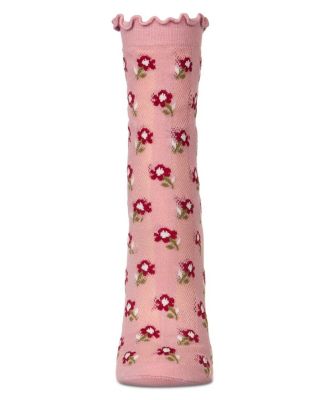 Women's "Ditsy Floral" Cotton-Rich Mini-Net Ruffle-Edge Ankle Sock