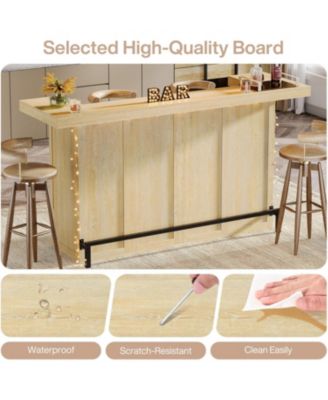 4-Tier Bar Table, 70.9-Inch Large Modern Home Bar Unit with Wine Glass Holder