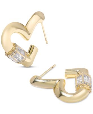 Kendra Scott - Cubic Zirconia Metal Plated Over Brass Emery Heart Hoop Earrings