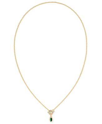 Malachite & Imitation Pearl 14k Gold Plated Over Brass Daphne Link and Chain Necklace