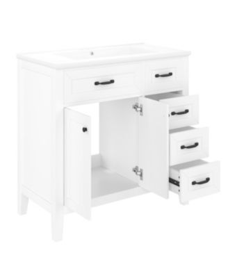 36" Bathroom Vanity with Sink Combo, Cabinet with Drawers, Solid Frame and MDF Board