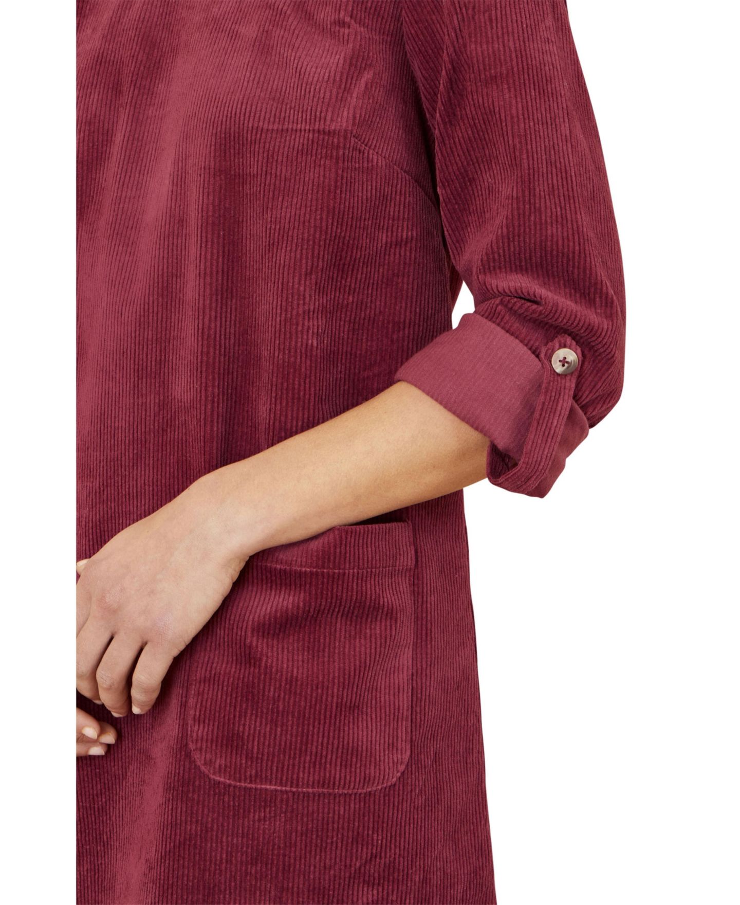Женское платье Yumi Cord Tunic Dress With Pockets, цвет: Бордовый — фото 3