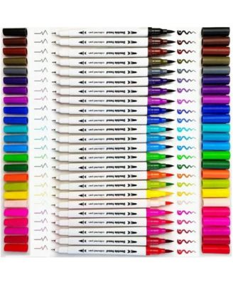 24 Colors Brush and Fineliner Tips Watercolor Coloring Markers for Drawing, Lettering, Journaling, Calligraphy, White Pen Barrel