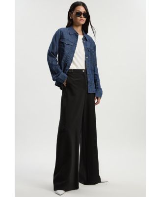 Women's Ponte PU Wide Leg Pants.