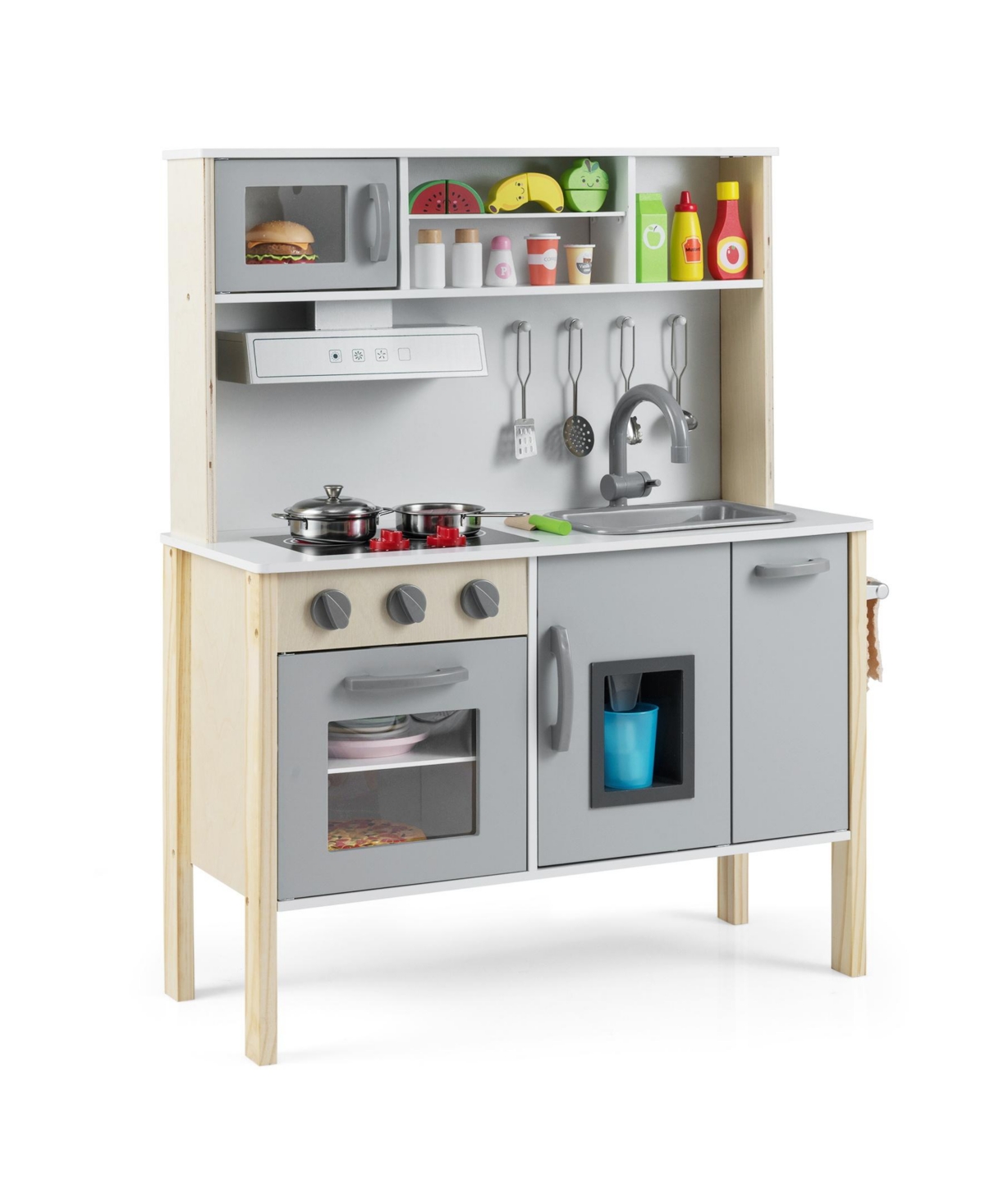 Sugift Wooden Pretend Play Kitchen Set for Toddlers
