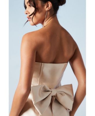 Women's Bandeau Twill Bow Back Bridesmaids Dress
