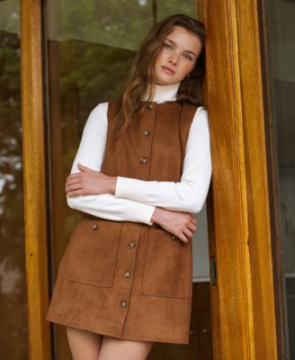 Women's Faux Suede Sleeveless Boxy Dress