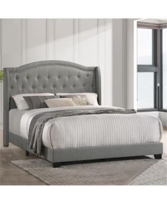 Rhyan Queen UPH Bed in Rhyan Smoke Fabric