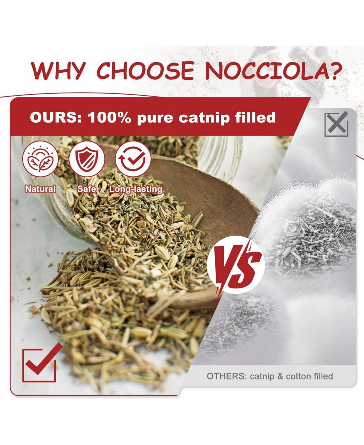 Nocciola 3 Pack Catnip Toys for Cats, Funny Cat Toys Filled with 100% Pure Organic Catnip, Safe Kitten Teething Chew and Kicker Toys, Stress Relieving