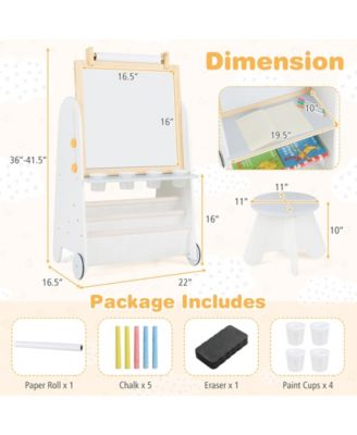 4-in-1 Toddler Activity Table Set with Magnetic Whiteboard and Chalk Board