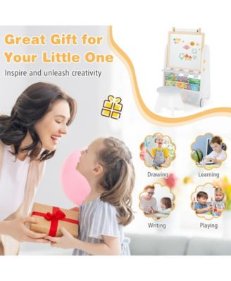 4-in-1 Toddler Activity Table Set with Magnetic Whiteboard and Chalk Board