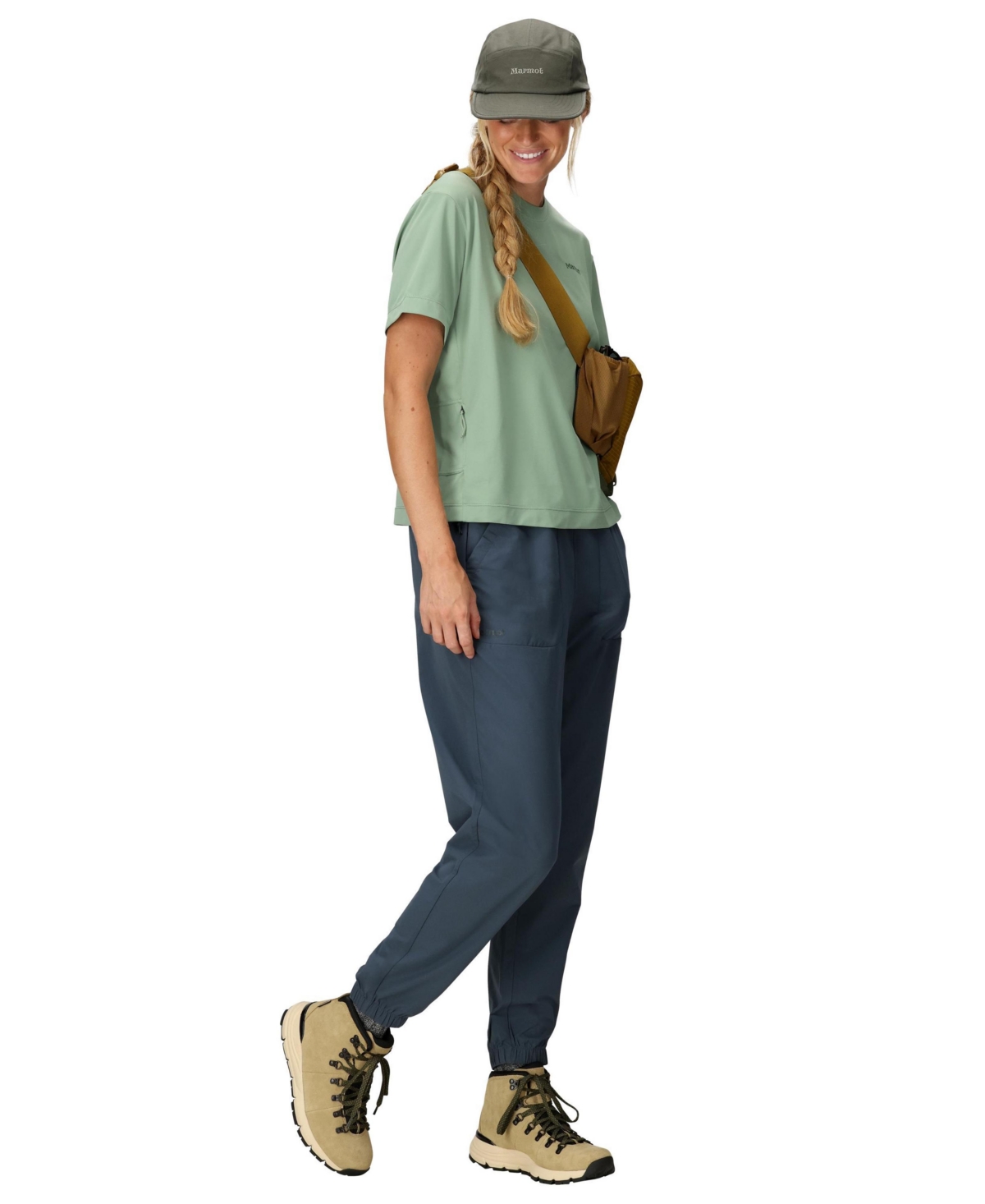 Marmot Women's Air Exchange Upf 50 Crew Short Sleeve Ribbed Collar T-shirts In Green