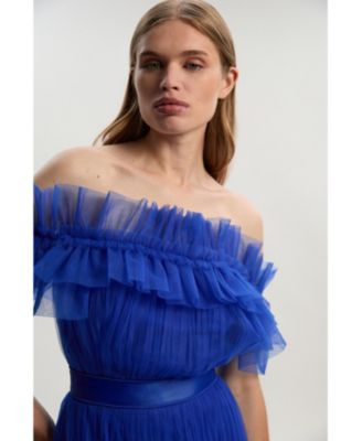 Women's Tulle Off Shoulder Maxi Dress