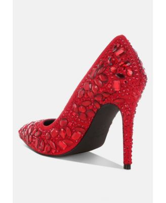 Womens Iceout Diamante and Rhinestone Embellishments Pumps