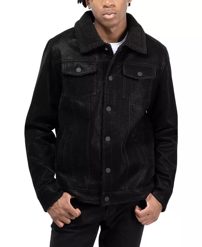 Men's Jacket With Faux Shearling Lining - thumbnail 9