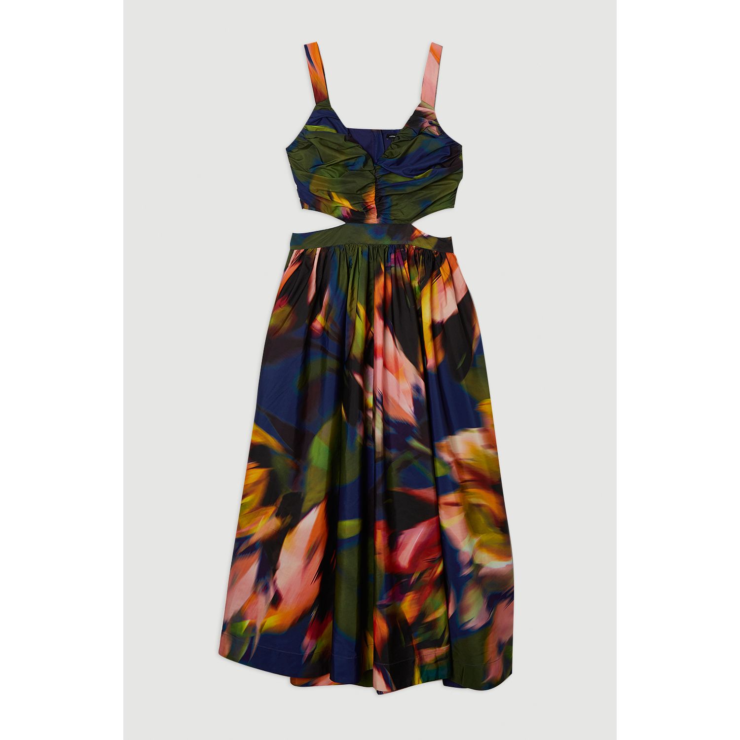 Women's Blurred Floral Taffeta Maxi Dress