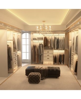 5FT Small Closet Organizer System with 3 Fabric Drawers, 60" Closet System with 3 Shelving Towers